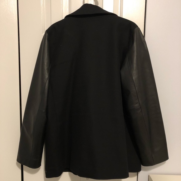 Black Leather Sleeved Utility Jacket - Picture 4 of 5
